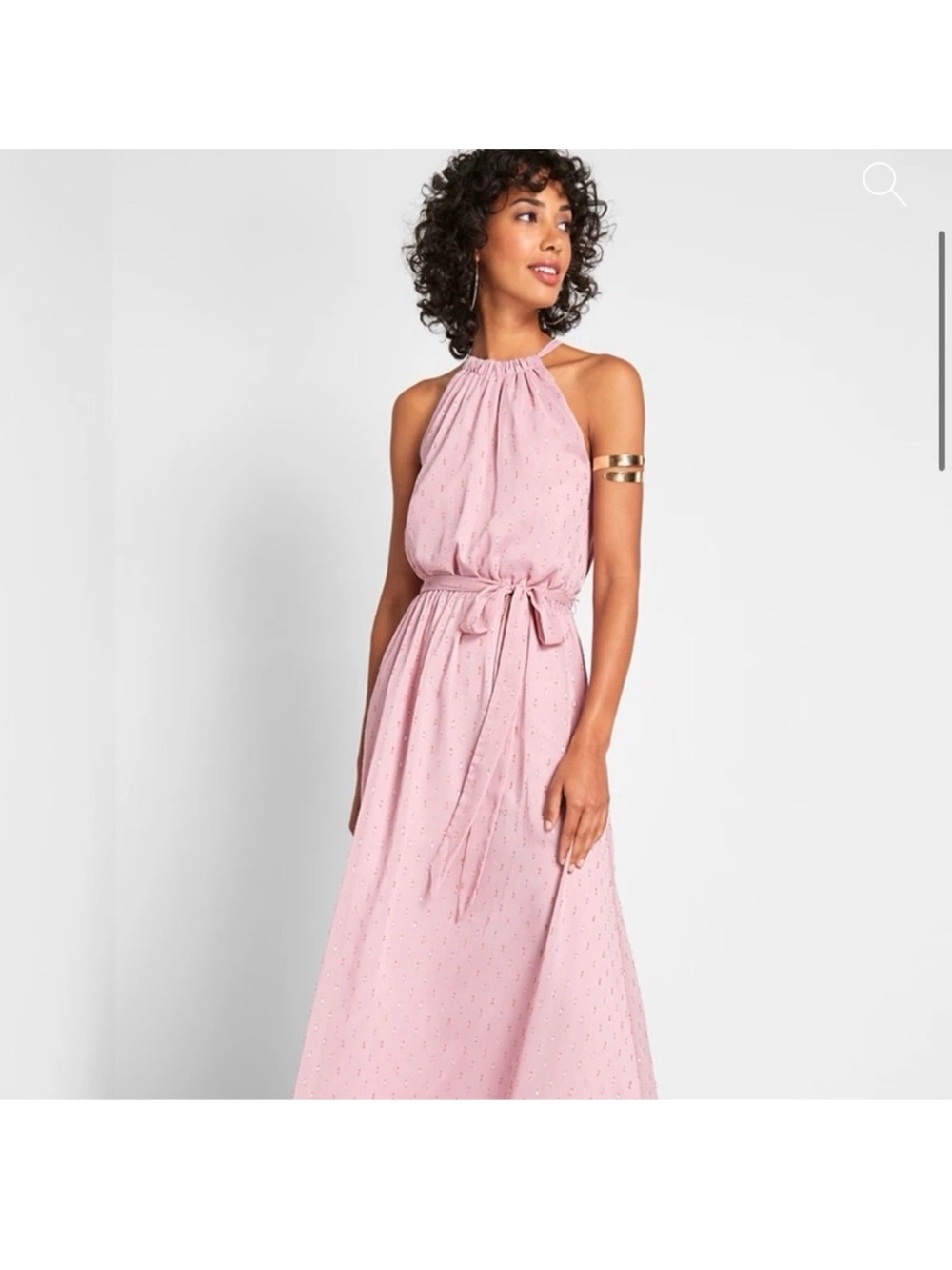 Modcloth Blush Pink Halter Maxi Dress with Waist Tie